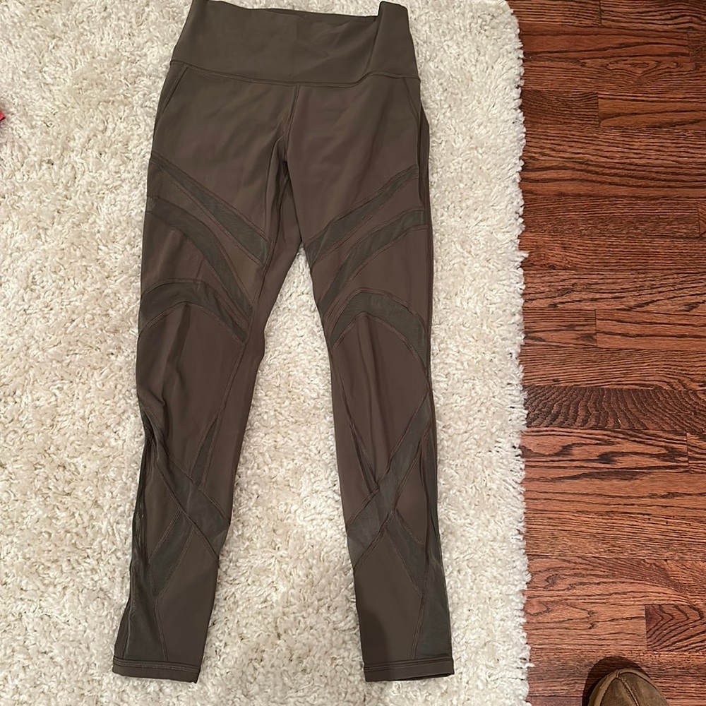 Lululemon olive green mesh full length leggings